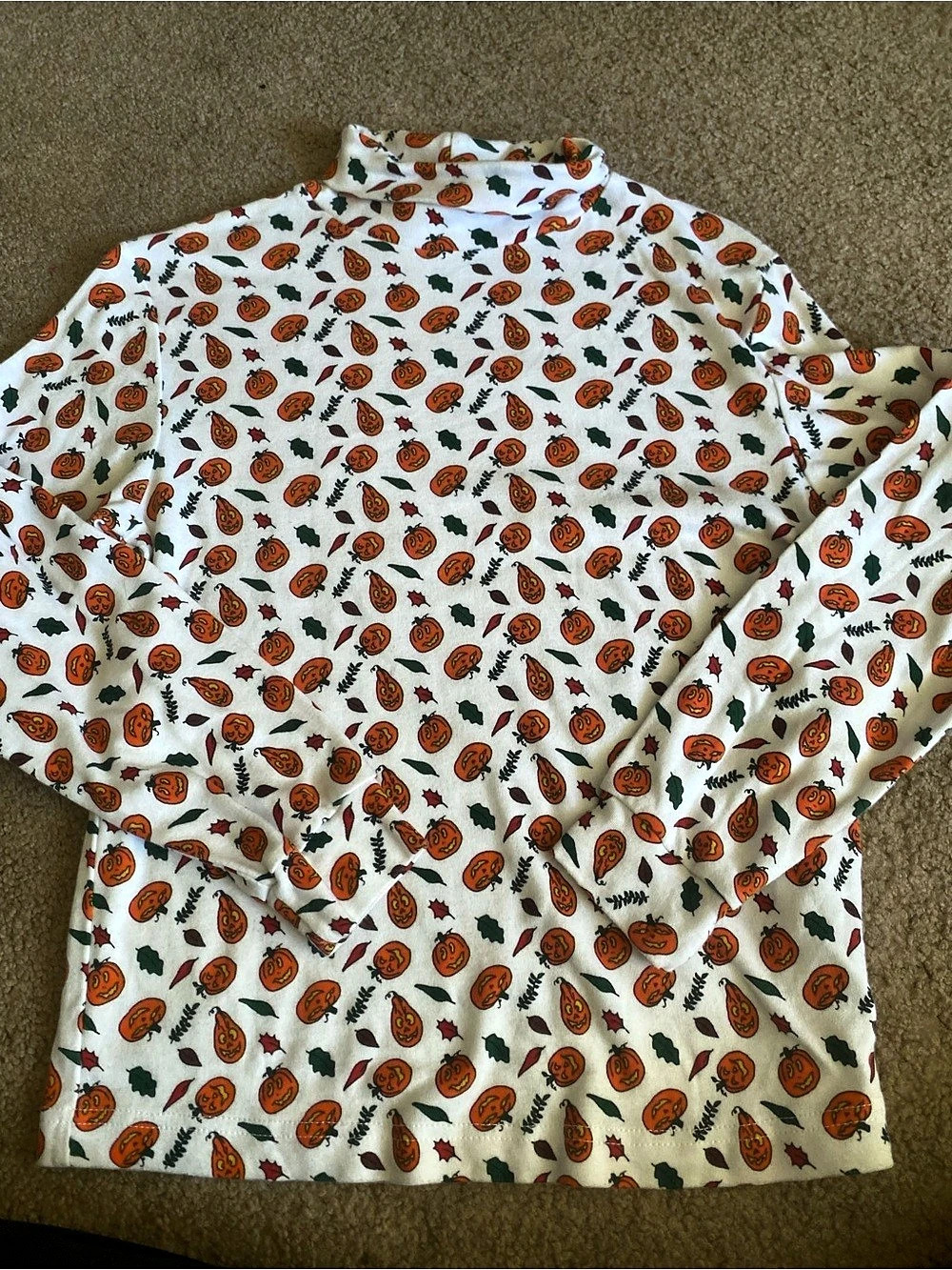Basic Editions Pumpkin Print Long Sleeve Top Size Medium